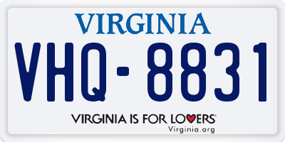 VA license plate VHQ8831