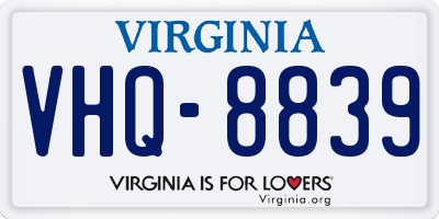 VA license plate VHQ8839