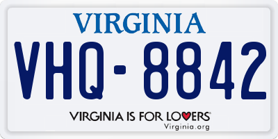 VA license plate VHQ8842