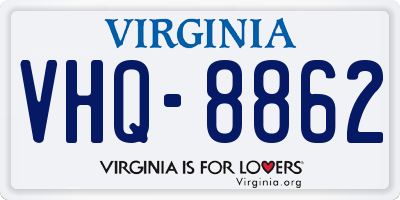 VA license plate VHQ8862