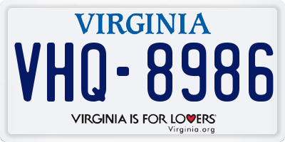 VA license plate VHQ8986