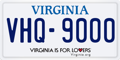 VA license plate VHQ9000