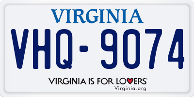 VA license plate VHQ9074
