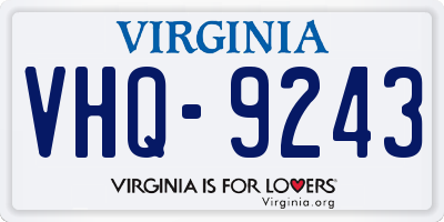 VA license plate VHQ9243