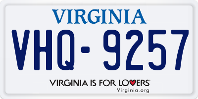 VA license plate VHQ9257