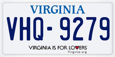VA license plate VHQ9279
