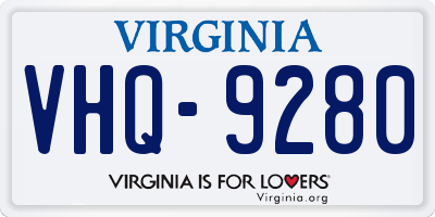 VA license plate VHQ9280