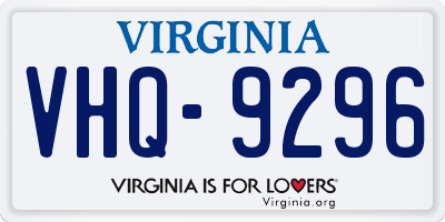 VA license plate VHQ9296