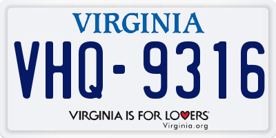 VA license plate VHQ9316