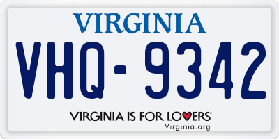 VA license plate VHQ9342