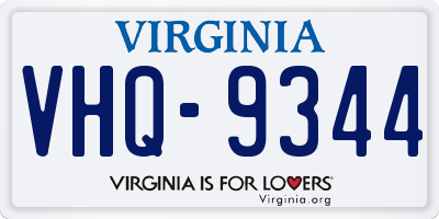 VA license plate VHQ9344