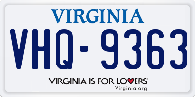 VA license plate VHQ9363
