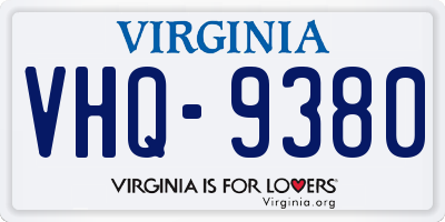 VA license plate VHQ9380