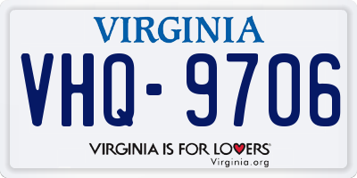 VA license plate VHQ9706