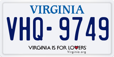 VA license plate VHQ9749