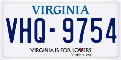 VA license plate VHQ9754