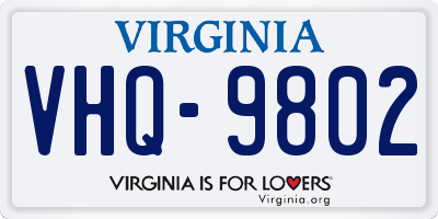 VA license plate VHQ9802