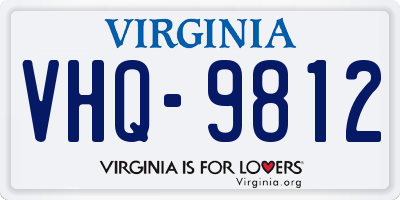 VA license plate VHQ9812