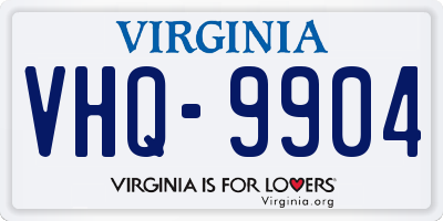 VA license plate VHQ9904