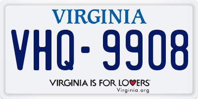 VA license plate VHQ9908