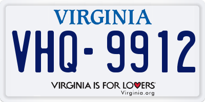 VA license plate VHQ9912