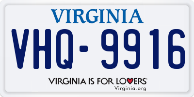 VA license plate VHQ9916