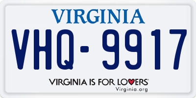 VA license plate VHQ9917