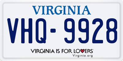 VA license plate VHQ9928