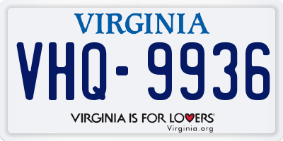 VA license plate VHQ9936