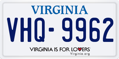 VA license plate VHQ9962