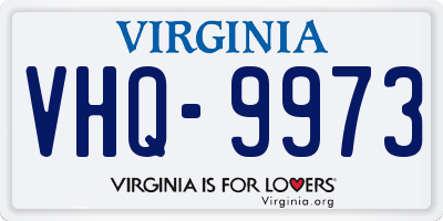 VA license plate VHQ9973