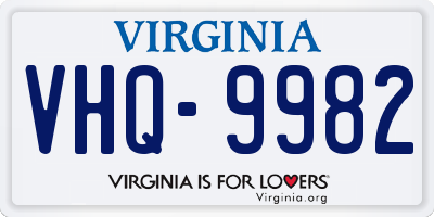 VA license plate VHQ9982
