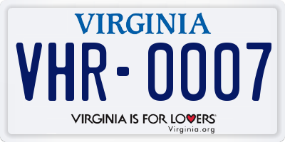 VA license plate VHR0007