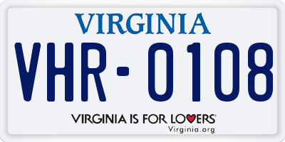 VA license plate VHR0108