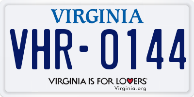 VA license plate VHR0144