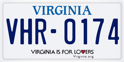 VA license plate VHR0174
