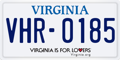 VA license plate VHR0185