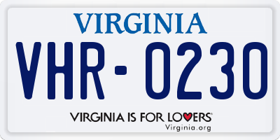 VA license plate VHR0230