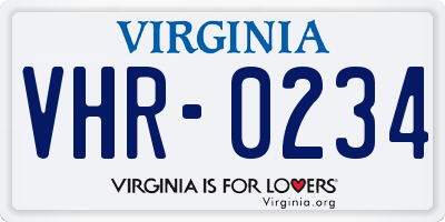 VA license plate VHR0234
