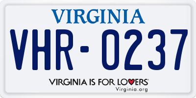 VA license plate VHR0237