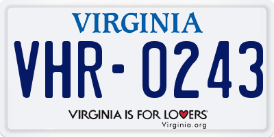 VA license plate VHR0243