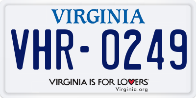VA license plate VHR0249