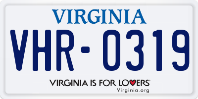 VA license plate VHR0319