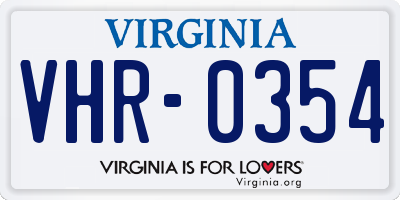 VA license plate VHR0354