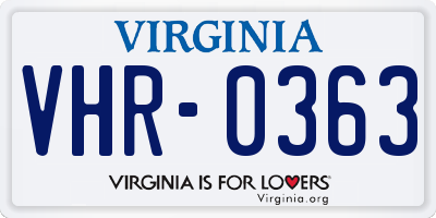 VA license plate VHR0363