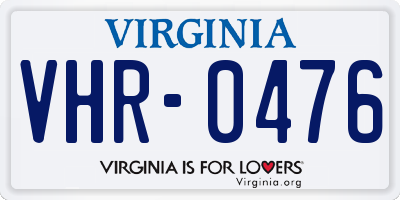 VA license plate VHR0476