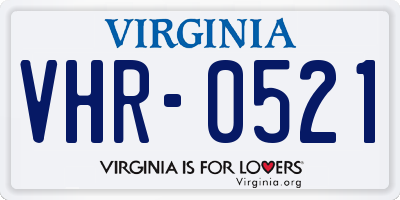 VA license plate VHR0521