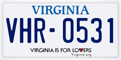 VA license plate VHR0531