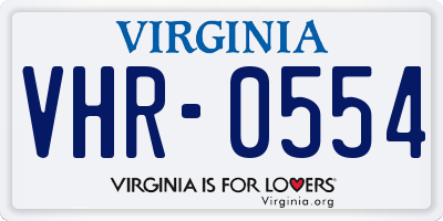 VA license plate VHR0554