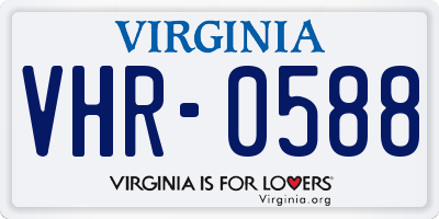 VA license plate VHR0588